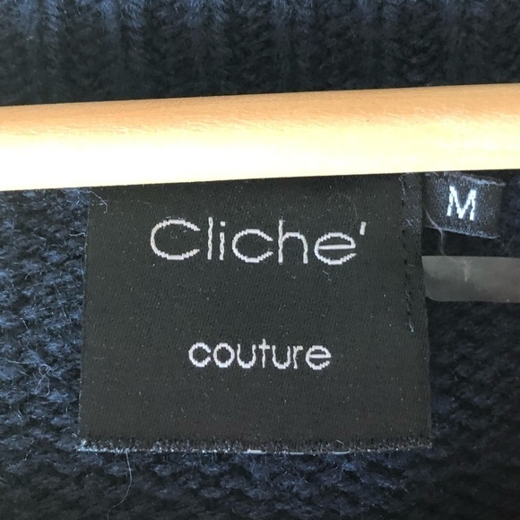 Cliché Couture Wool Knit Zipper Nordic Sweater Pull Over Size Medium - Picture 11 of 12